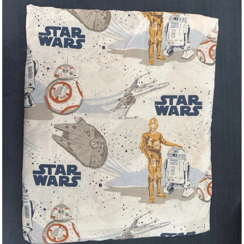 Pottery Barn Kids Star Wars Twin Size Duvet Cover Droid Millennium Falcon CP3O
